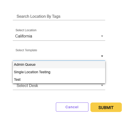 Select Location and Queue View